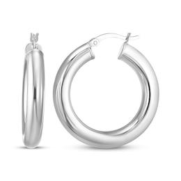 Tube Hoop Earrings Sterling Silver 40mm