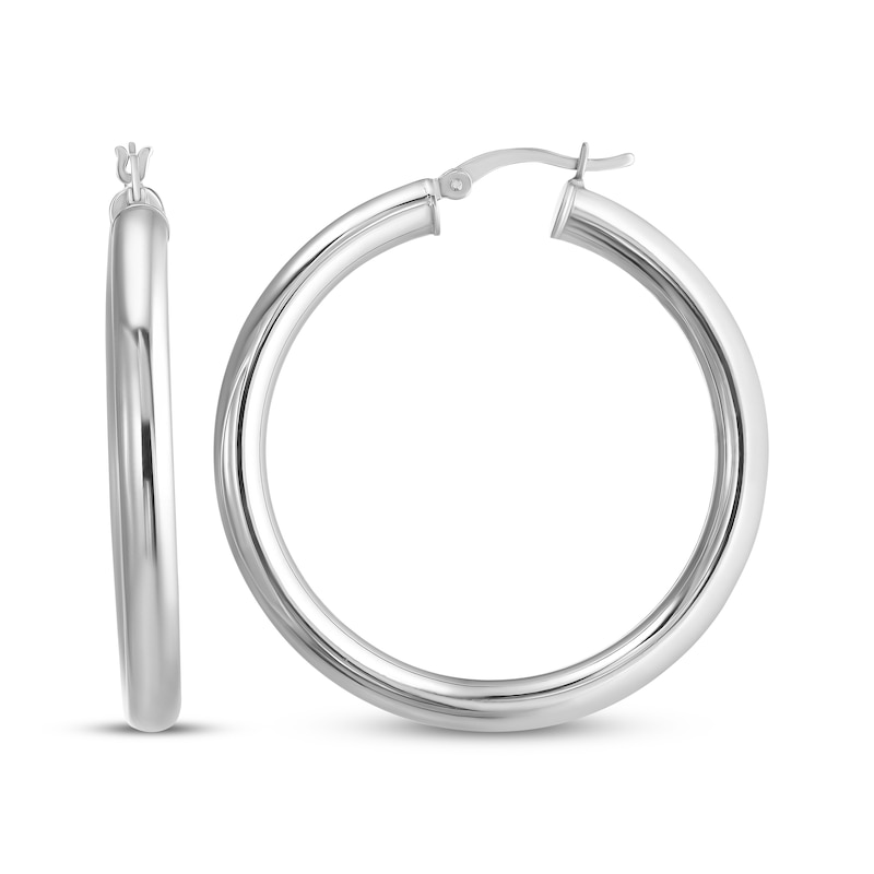 Main Image 1 of Tube Hoop Earrings Sterling Silver 30mm