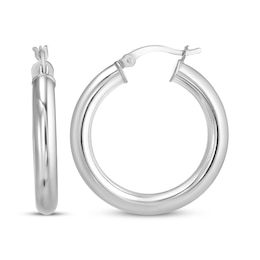 Tube Hoop Earrings Sterling Silver 28mm