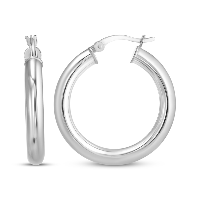 Tube Hoop Earrings Sterling Silver 28mm