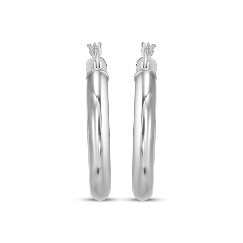 Tube Hoop Earrings Sterling Silver 28mm