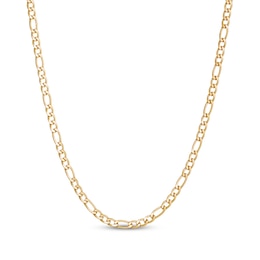 Solid Figaro Chain Necklace 4mm Yellow Ion-Plated Stainless Steel 24&quot;