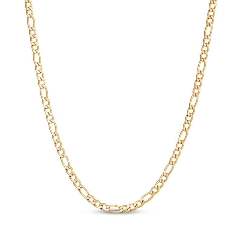 Main Image 1 of Solid Figaro Chain Necklace 4mm Yellow Ion-Plated Stainless Steel 24&quot;