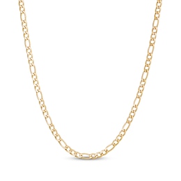 Solid Figaro Chain Necklace 4mm Yellow Ion-Plated Stainless Steel 30&quot;