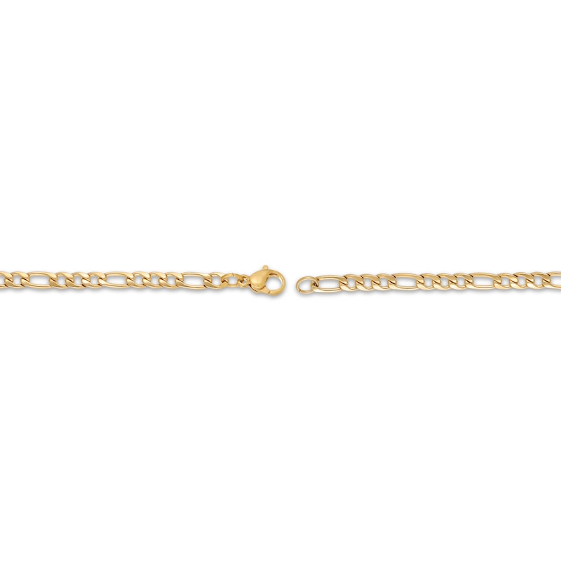 Solid Figaro Chain Necklace 4mm Yellow Ion-Plated Stainless Steel 30"