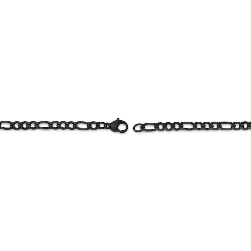 Main Image 3 of Solid Figaro Chain Necklace 4mm Black Ion-Plated Stainless Steel 18&quot;