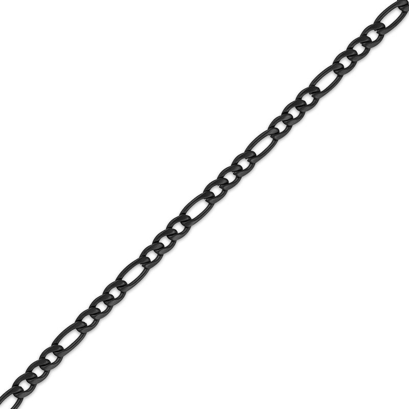 Solid Figaro Chain Necklace 4mm Black Ion-Plated Stainless Steel 30"
