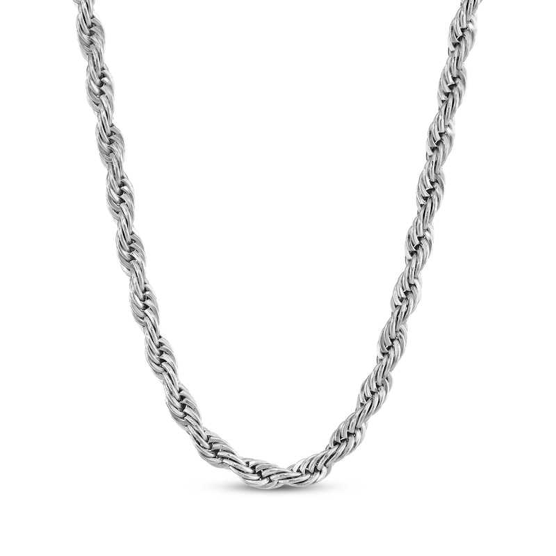 Main Image 1 of Solid Rope Chain Necklace 4mm Stainless Steel 20&quot;