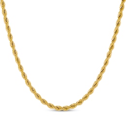 Solid Rope Chain Necklace 4mm Yellow Ion-Plated Stainless Steel 20&quot;