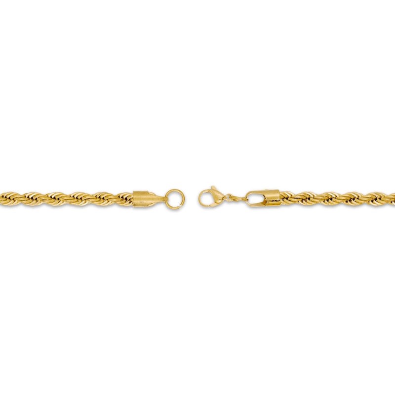 Main Image 3 of Solid Rope Chain Necklace 4mm Yellow Ion-Plated Stainless Steel 20&quot;