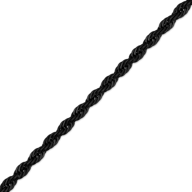 Solid Rope Chain Necklace 4mm Black Ion-Plated Stainless Steel 20"