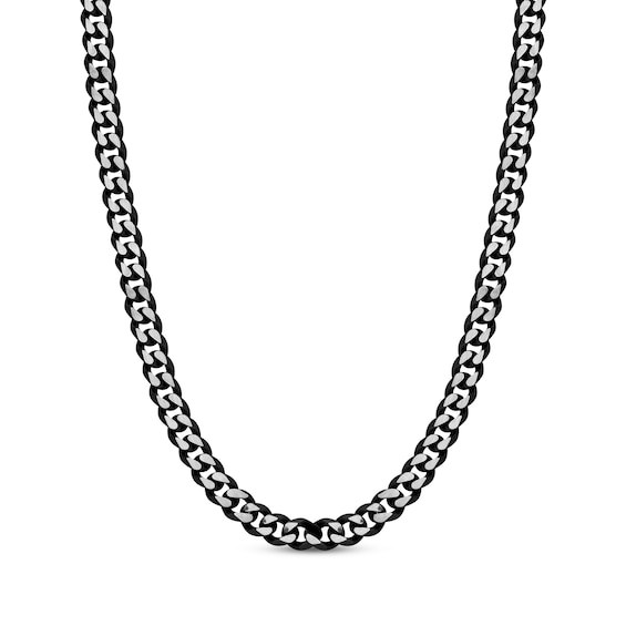 Solid Curb Chain Necklace 8mm Stainless Steel & Black Ion Plating 24"