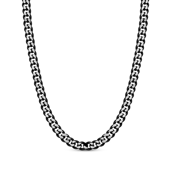 Solid Curb Chain Necklace 8mm Stainless Steel & Black Ion Plating 30"