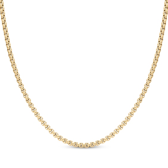 Solid Round Box Chain Necklace 3.5mm Yellow Ion-Plated Stainless Steel 30"