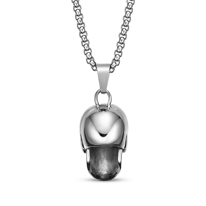 Main Image 3 of Men's Skull Necklace Black Ion-Plated Stainless Steel 24&quot;