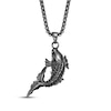 Thumbnail Image 1 of Men's Black Spinel Koi Necklace Gunmetal Ion-Plated Stainless Steel 24&quot;