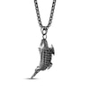 Thumbnail Image 3 of Men's Black Spinel Koi Necklace Gunmetal Ion-Plated Stainless Steel 24&quot;