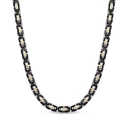 Link Chain Necklace 6mm Solid Stainless Steel with Black & Yellow Ion Plating 22&quot;