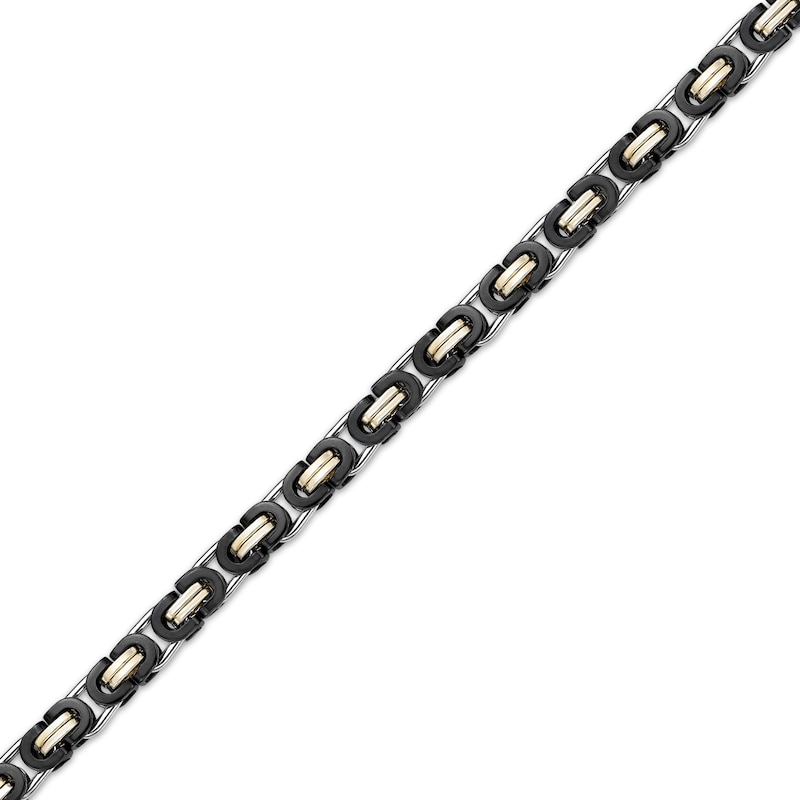 Main Image 2 of Solid Link Chain Necklace 6mm Stainless Steel with Black & Yellow Ion Plating 22&quot;