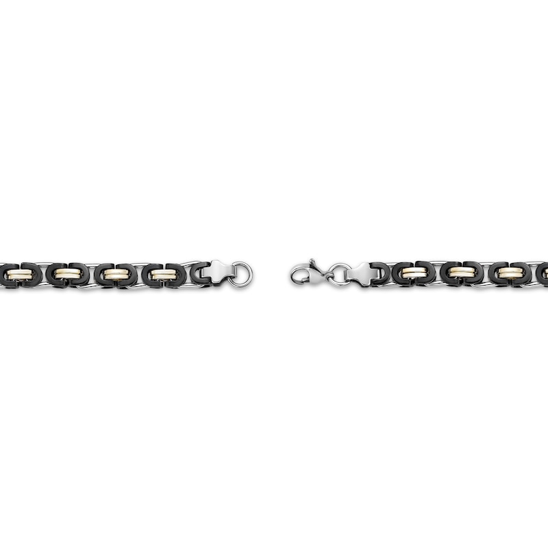 Main Image 3 of Solid Link Chain Necklace 6mm Stainless Steel with Black & Yellow Ion Plating 22&quot;