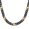 Thumbnail Image 1 of Solid Matte Cuban Chain & Mariner Link Station Necklace 8mm Black & Yellow Ion-Plated Stainless Steel 24&quot;