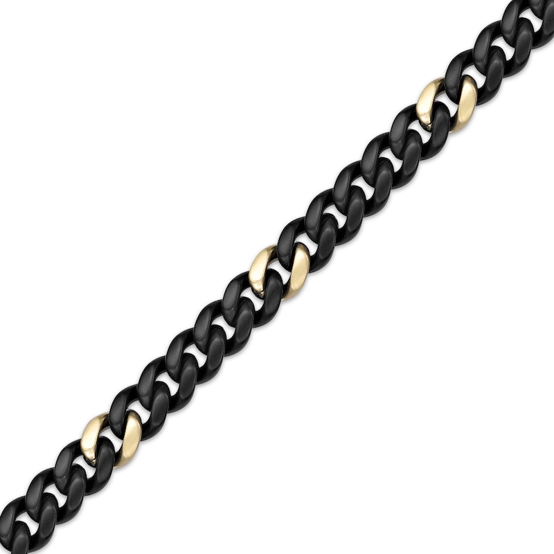 Main Image 2 of Solid Matte Cuban Chain Necklace 12mm Black & Yellow Ion-Plated Stainless Steel 24&quot;