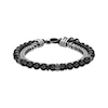 Thumbnail Image 1 of Men's Black Agate Bead & Foxtail Chain Bracelet Stainless Steel 8.5&quot;