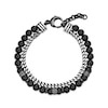 Thumbnail Image 2 of Men's Black Agate Bead & Foxtail Chain Bracelet Stainless Steel 8.5&quot;