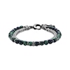 Thumbnail Image 0 of Men's Green Tiger's Eye Quartz Bead & Chain Layered Bracelet Stainless Steel 8.5"