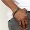 Thumbnail Image 4 of Men's Green Tiger's Eye Quartz Bead & Chain Layered Bracelet Stainless Steel 8.5"