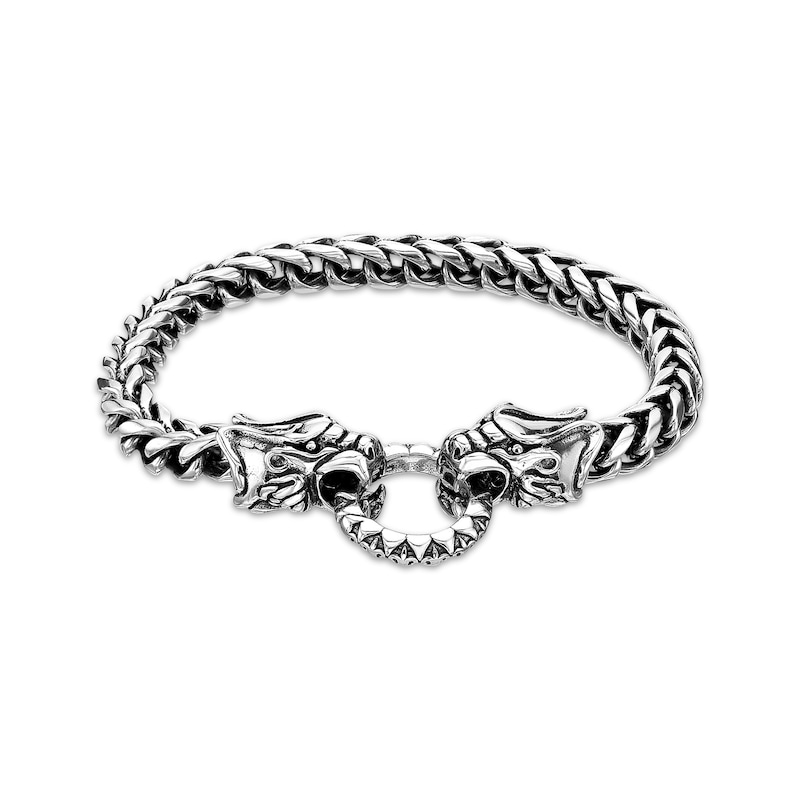 Main Image 1 of Men's Dragon Head Wheat Chain Bracelet Stainless Steel 8.5&quot;