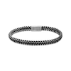 Thumbnail Image 1 of Men's Black Cord Wheat Chain Bracelet Stainless Steel 8.5&quot;