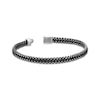 Thumbnail Image 2 of Men's Black Cord Wheat Chain Bracelet Stainless Steel 8.5&quot;