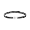 Thumbnail Image 3 of Men's Black Cord Wheat Chain Bracelet Stainless Steel 8.5&quot;