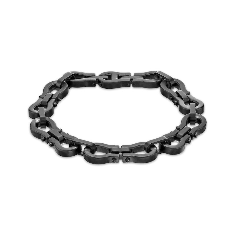 Men's Omega Link Bracelet Black Ion-Plated Stainless Steel 8.5"