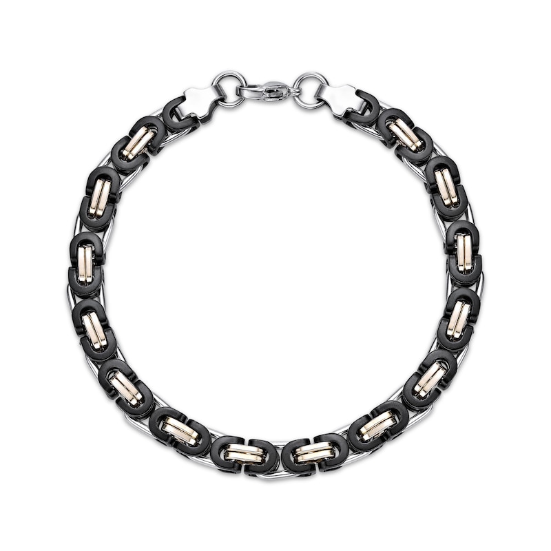 Main Image 1 of Link Chain Bracelet 6mm Solid Stainless Steel with Black & Yellow Ion Plating 8.5&quot;