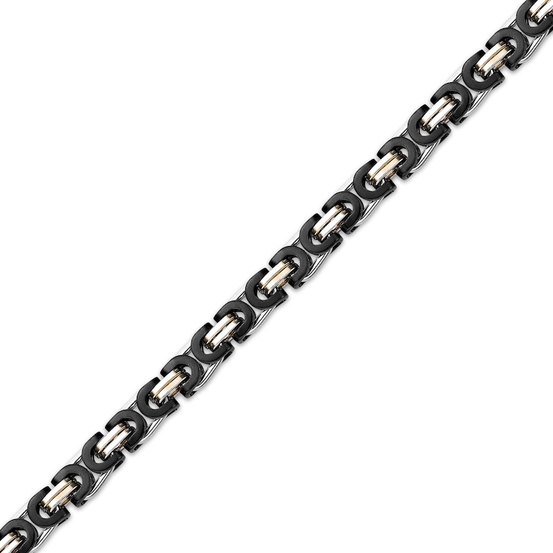 Main Image 3 of Link Chain Bracelet 6mm Solid Stainless Steel with Black & Yellow Ion Plating 8.5&quot;