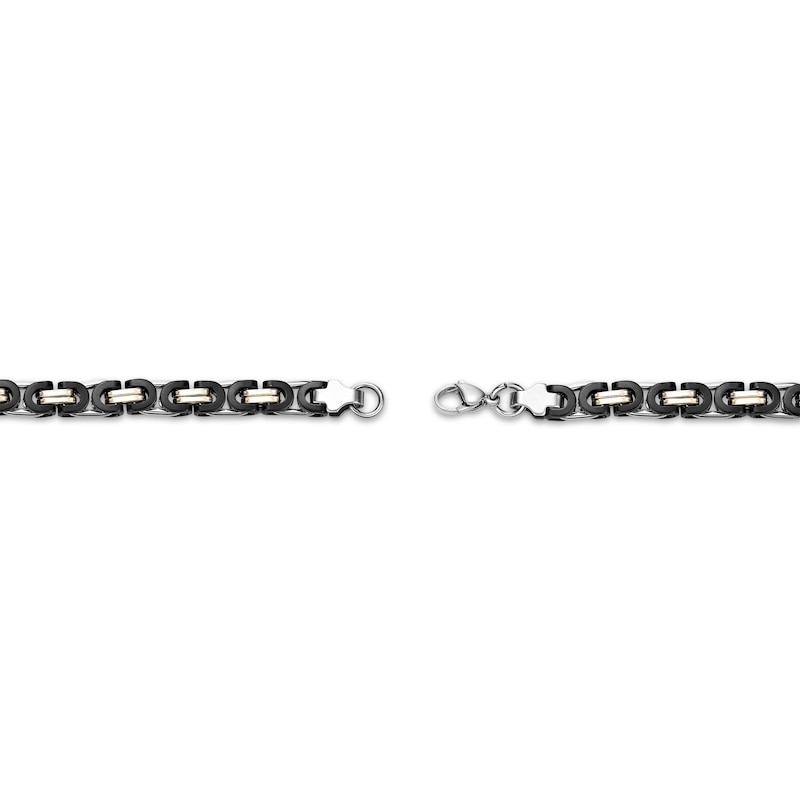 Main Image 4 of Solid Link Chain Bracelet 6mm Stainless Steel with Black & Yellow Ion Plating 8.5&quot;