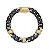 Thumbnail Image 2 of Solid Matte Cuban Chain & Mariner Link Station Bracelet 8mm Black & Yellow Ion-Plated Stainless Steel 8.5&quot;