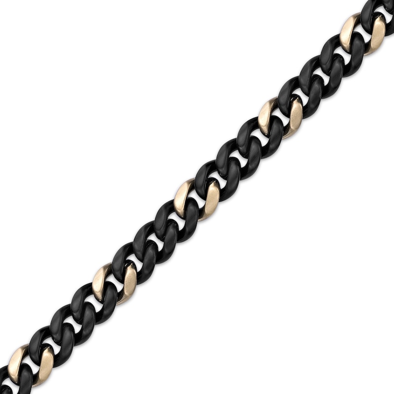 Main Image 3 of Solid Matte Cuban Chain Bracelet 8.5mm Black & Yellow Ion-Plated Stainless Steel 8.5&quot;