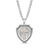 Thumbnail Image 1 of Men's White Lab-Created Sapphire Cross Shield Necklace Stainless Steel & Yellow Ion Plating 24&quot;