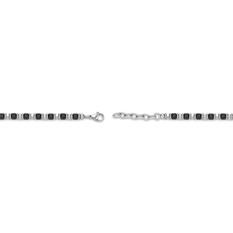 Main Image 4 of Men's Angled Bead Bracelet Stainless Steel & Black Ion Plating 8&quot;