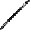 Thumbnail Image 2 of Men's Black Agate & Skull Bead Necklace Stainless Steel 24&quot;