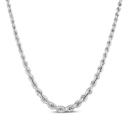 Semi-Solid Graduated Rope Chain Necklace Sterling Silver 18&quot;