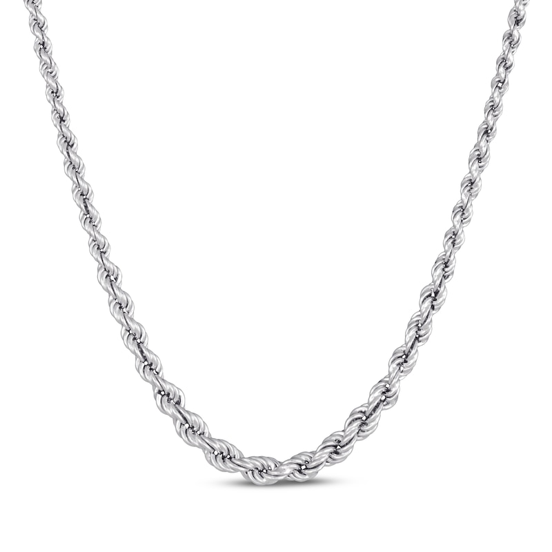 Main Image 1 of Semi-Solid Graduated Rope Chain Necklace Sterling Silver 18&quot;