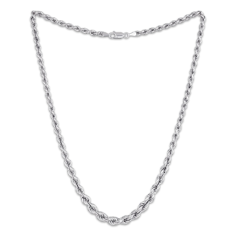 Main Image 2 of Semi-Solid Graduated Rope Chain Necklace Sterling Silver 18&quot;