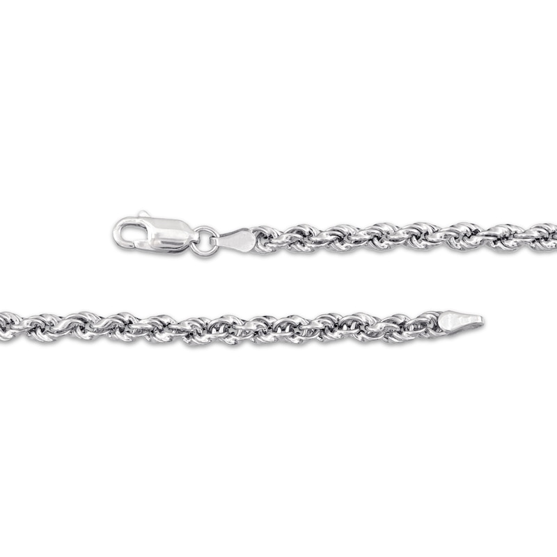 Main Image 4 of Semi-Solid Graduated Rope Chain Necklace Sterling Silver 18&quot;