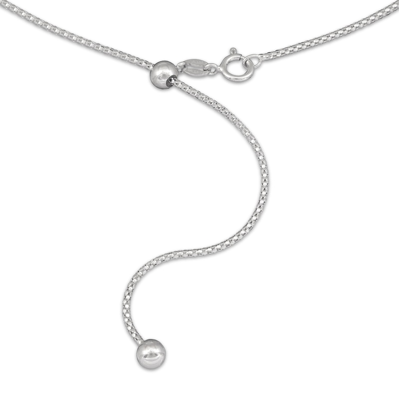 Semi-Solid Adjustable Mirror Popcorn Chain Necklace 1.4mm Sterling Silver 24"