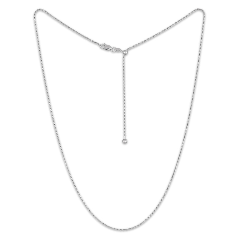 Main Image 2 of Adjustable Rope Chain Necklace 1.3mm Solid Sterling Silver 24&quot;