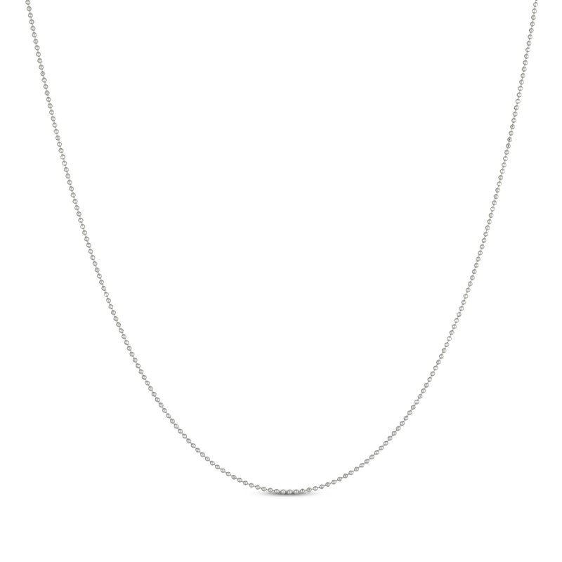 Solid Adjustable Diamond-Cut Bead Chain Necklace 1.2mm Sterling Silver 24"